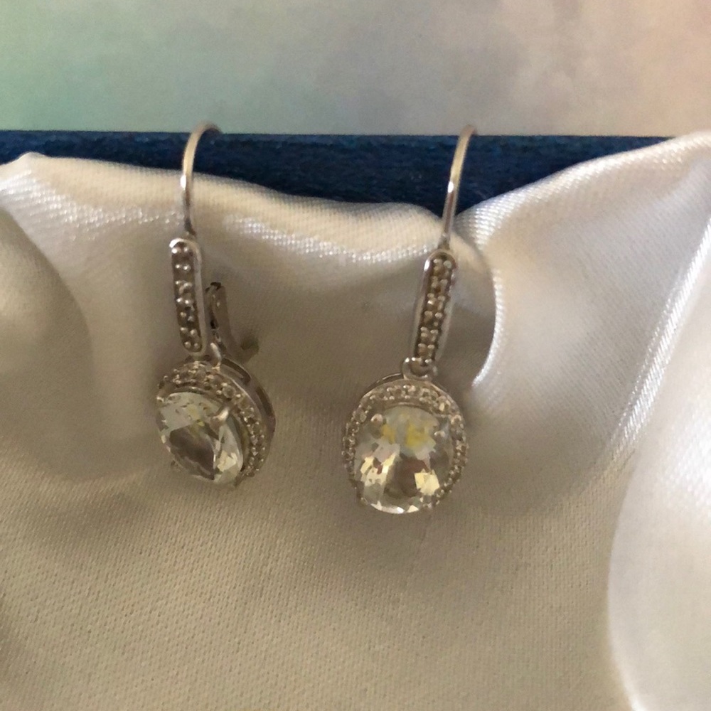 Brazilian Goshenite, Cambodian Zircon Earrings